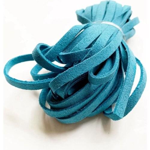 Blue Flat Faux Suede Korean Velvet Leather Cord 5mm String Rope Thread Lace DIY Jewelry Making Findings Components 5 Meters
