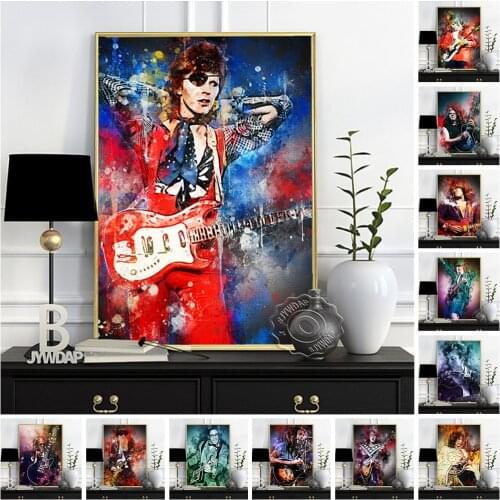 Guitarist All Star Vintage Poster, Ace Frahley Billy Gibbons Art Prints, Brian May Buckethead Chet Atkins Bar Pub Club Decor