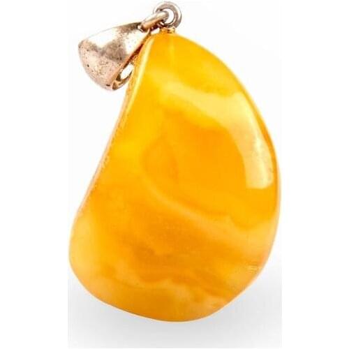 Amber Pendant - Organic Healing Stone with Silver Apparatus Amber