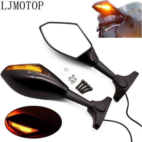 Universal Motorcycle Side Mirrors LED Turn Signal Integrated Mirrors For Yamaha TTR250 TTR600 XT250 TRICKER DT230 DT125 Gas Gas