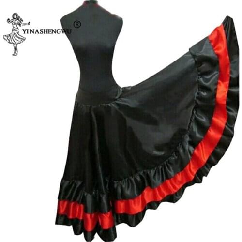 New Spanish Bullfight Belly Dance Long Skirt Flamenco Skirts Red And Black Flamenco Performance Dresses For Woman Dancer Wear