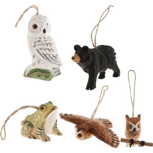 100% Hand Carved Hanging Animal Statue Figurines Sculpture Wooden Hanging Christmas Ornament Home Garden Rustic Decorations