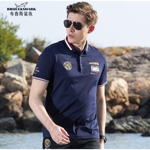 2020 Summer Bruce&Shark Streching Cotton Men Polo Short Men TEES Mercerized Soften Cotton Fashion Casual best quality Plus 4XL