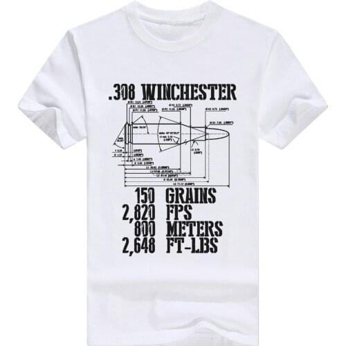 308 Winchester Funny Mens Pullover Cotton T-Shirt Print DIY