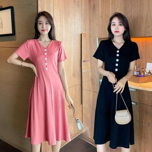 9816# Nursing Maternity Clothing Loose Stylish V Neck Dress for Pregnant Women Pregnancy Nursing Dress