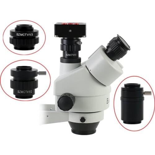 0.3X 0.5X C Mount Lens Adapter SZMCTV 1/2 1/3 1X Adapter For Simul Focal Trinocular Stereo Microscope HDMI VGA USB Video Camera