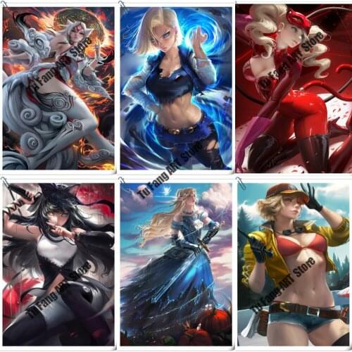 DIY 5D Diamond Painting Sexy Beauty Game Full Round Mosaic Diamond Embroidery Picture Cross Stitch Kits Home Decoration