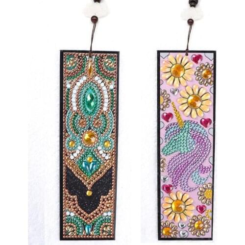 5D DIY Unicorn Special Shaped Diamond Painting Leather Bookmark Book Mark Diamond Embroidery Craft Gifts