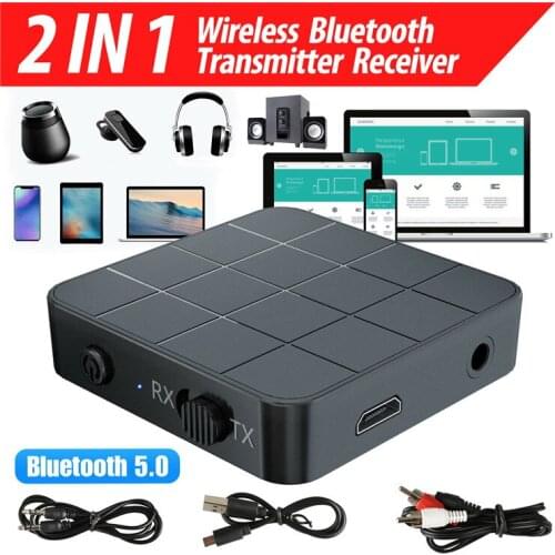 Bluetooth 5.0 Receiver Transmitter 2-in-1USB 3.5mm AUX Jack Stereo Music Adapter for Car TV PC Speakers