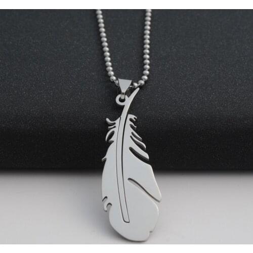 Boho Angle Wing Bird Peacock Long Feather Stainless Steel Necklace Minimalist Indian Tree Vine Olive Pot Fallen Leaf Necklaces