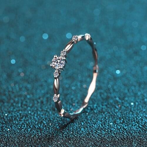 Passed Diamond Test Perfect Cut Moissanite 0.1CT Simplicity Wedding Ring 925 Sterling Silver Diamond Rings Luxury Jewelry Gift