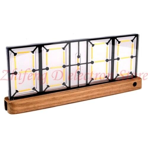 Hollow filament clock, LED desktop desk clock, with remote control, simple and modern creative ornaments, solid wood base