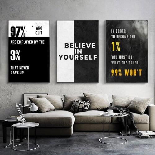 Black White Letters Inspirational Canvas Painting Motivational Quote Posters and Prints Wall Pictures for Living Room Home Decor