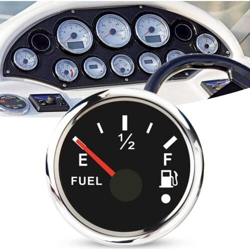 52mm Fuel Level Gauge 0-190Ohm Switchable 240-33Ohm Fuel Oil Level Meter Waterproof Boat Car Gauges with Alarm