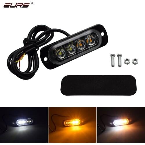 EURS 12V 24V Strobe Warning Light Grill Flashing Breakdown Emergency Light Car Truck Beacon Lamp White Yellow Red Traffic Light