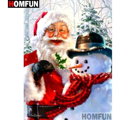 HOMFUN Rhinestone Painting Crystal Decor Diy Diamond Painting "Santa snowman" 3D Cross Stitch Pattern Diamond Embroidery A09545