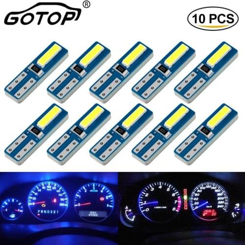 10pcs T5 Led Bulb W3W W1.2W Led Auto LED Lamp Car Interior Lights Dashboard Instrument Light Wedge Auto Instrument Lamp 7020 SMD