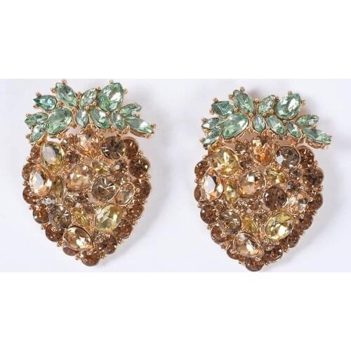 Summer Fruit Cute Strawberry Crystal Earrings Women Luxury Indian Rhinestone Drop Earrings Female Christmas Girl Hanging Earring