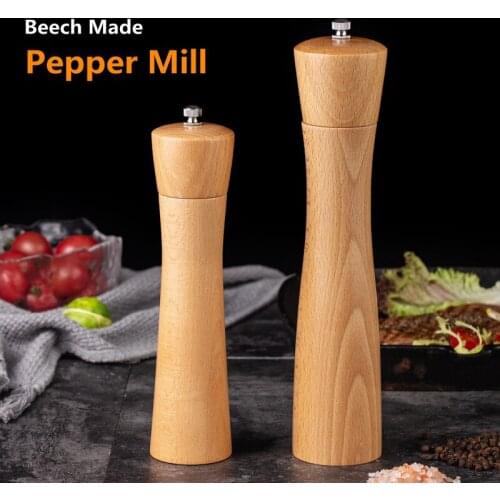 Salt and Pepper Grinder, Solid Wood Spice Pepper Mill with Strong Adjustable Ceramic Grinder Kitchen Cooking Tools