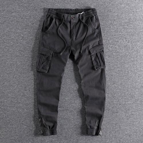 2021 Leg zipper binding mens casual pants fashion designer handsome youth versatile slim overalls trouser for promotion 0859