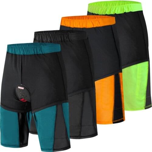 Wosawe Men 2 in 1 Cycling Shorts Breathable Quick-Drying MTB Mountain Bike Baggy Shorts with 3D Padding MTB Bike Trousers