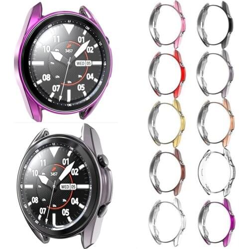 TPU Soft Full Screen Glass Protector Edge Case Shell Frame For Samsung Watch3 Galaxy Watch 3 41mm/45mm Protective Bumper Cover