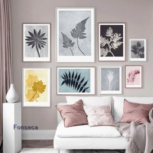 Leaf Feather Poster And Print Wall Art Black White Plant Canvas Painting Nordic Decorative Pictures Modern Home Decoration