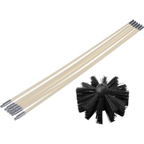 2020 New Drop Ship Nylon Brush With 6pcs Long Handle Flexible Pipe Rods For Chimney Kettle House Cleaner Cleaning Tool Kit