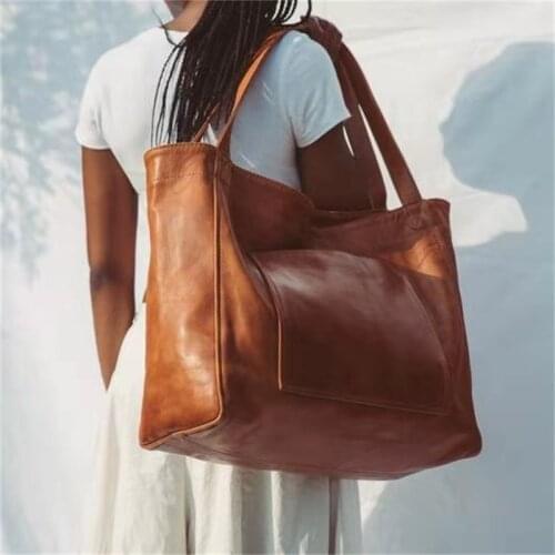 2021 New Pu Leather Shoulder Bags Women Fashion Sample Totes Handbags Lady Large Capacity Waterproof Shopping Bag