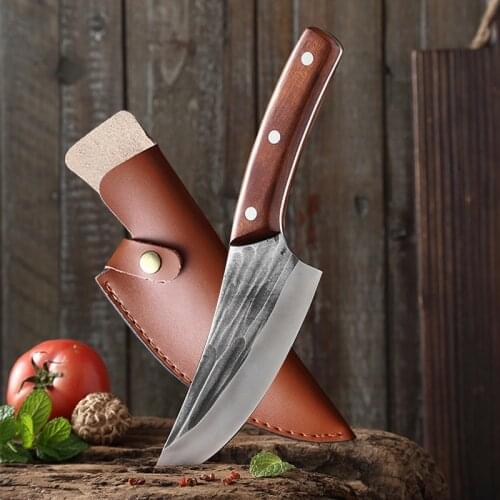 Boning Cleaver Knife Handmade Forged Meat Fish Butcher Knife Stainless Steel Outdoor Camping Tool Kitchen Chef Knife with Sheath