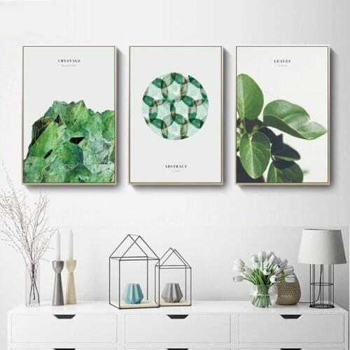 Poster Green Leaves Meadow White Horse Abstract Crystal Circle Modern Canvas Painting Picture Print Home Wall Art Decoration