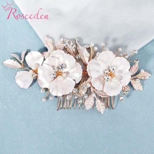Romantic Wedding Hair Comb Headpiece Pearls Women Jewelry Handmade Bridal Accessories Ornament RE4064