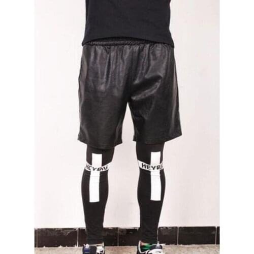 Mens Faux Leather Shorts Sport Shorts Male Homme Fitness Hip Hop Short Pants Men Pu Shorts