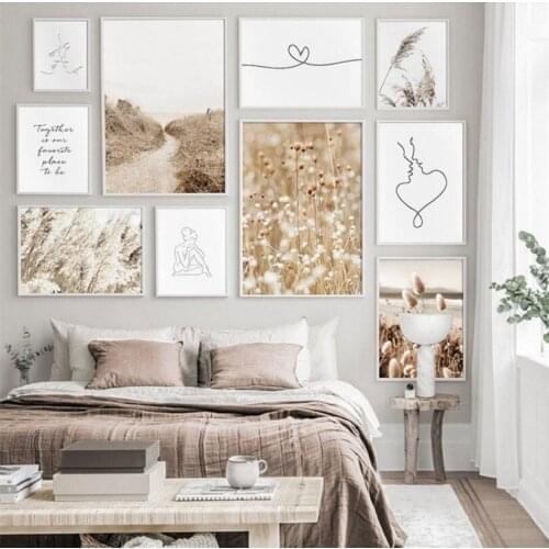 Nordic Natural Scenery Reed Plant Decorative Canvas Painting Poster Picture For Living Room Decoration Wall Decor