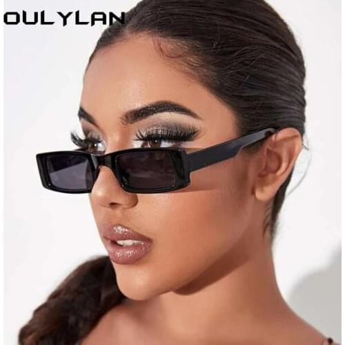 Oulylan New Ladies Rectangle Sunglasses Men Women Vintage Small Square Sun Glasses Luxury Brand Shades Green Eyewear Female