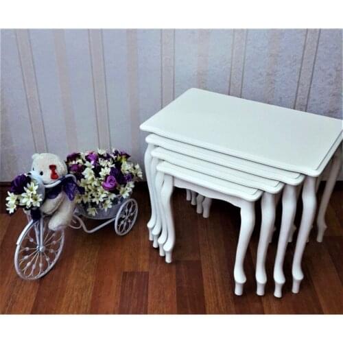 Modern Sadem Series Avant-Garde Lükens 4'lü Zigon Coffee table Set-cream coffe table