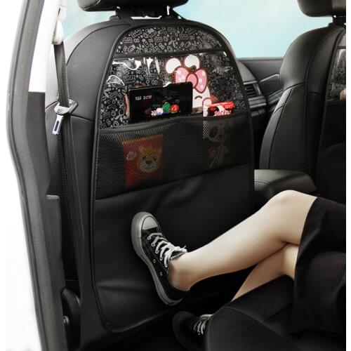 Anti-kick car seat backrest thickened leather anti-fouling protective cover child anti-kick pad car storage bag