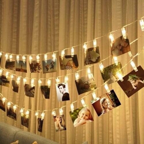 10 20 40 LED Garland Card Photo Clip Led String Fairy Lights Battery Operated Christmas Garlands Wedding Valentines Decoration