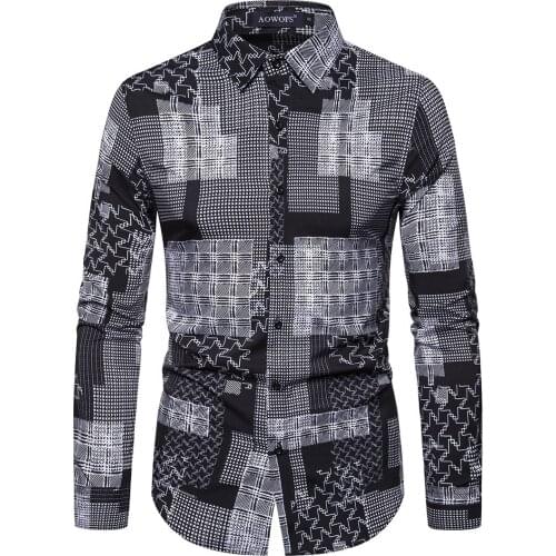YS035 Wholesale Spring & Autumn Clothing European Long Sleeve Shirts Mens Digital Printing Shirt