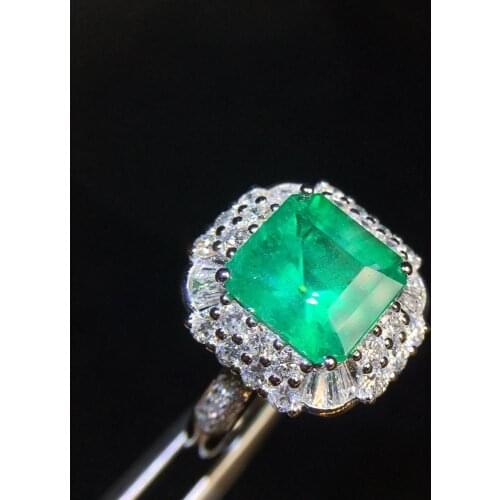 Fine Jewelry Pure 18 K Gold Real Diamonds 18K Gold Jewelry Natural Emerald Gemstones 2.8ct Female Rings for women Fine Ring
