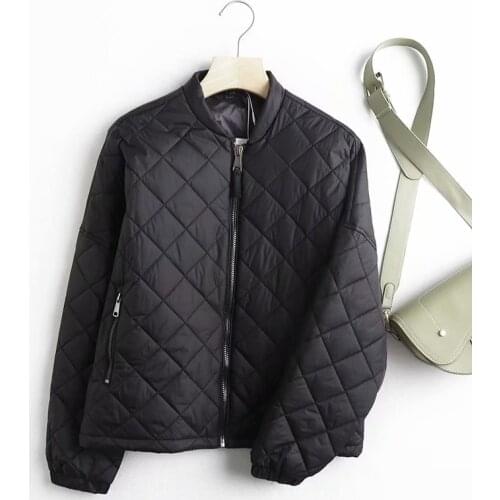 Womens Jackets Za 2020 Casual Solid Black Oversized Winter Jackets Zipper Long Sleeve O-neck Coats Mujer Straight Down Jacktes