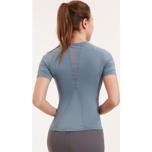 Women Mesh Slim Yoga T-shirt Quick Dry Breathable Fitness Gym Tees Woman Jogging Short Sleeve Running Training Tops Thin Section