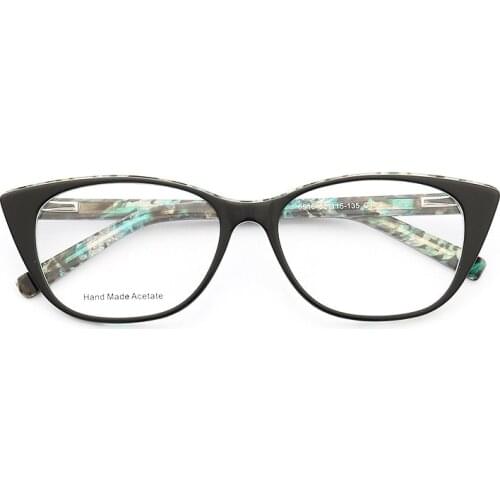 Womens Cateye Gyeglass Frames Women Round Fashion Eyeglasses Acetate Glasses Print Pattern Rx Pink JDA3218