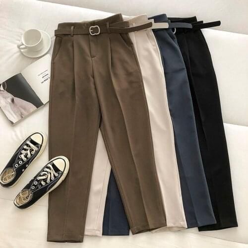 Women Casual Pants Spring Fall High Waist Slim Harem Pants Korean Laides Elegant Office Solid Long Pants Bottoms Trousers