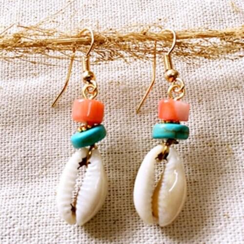 DM New Original Boho Shell Drop Earrings For Women 2020 Ethnic Handmade Gold color Hook Fashion Jewelry Charm femme Earing