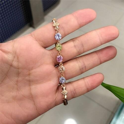 Mix Colour Set 3A Zircon Gift For Girlfriend Korean Style Copper Fashion Contracted Bracelet For Women Birthday Present Jewelry