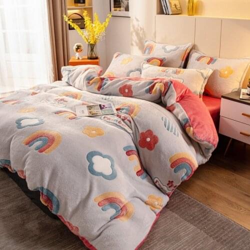 Winter Thicken Warm Short Plush Duvet Cover King Double Queen Size Double-side Coral Fleece Quilt Cover Not Including Pillowcase