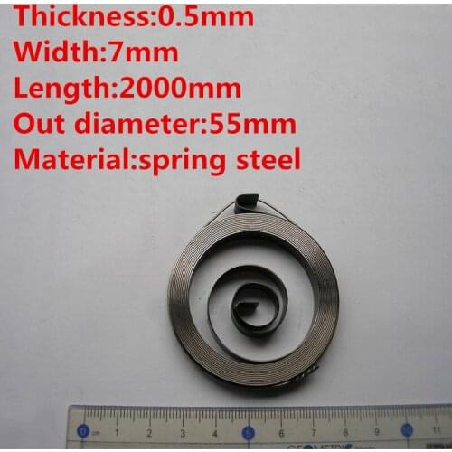 1PCS,Custom Flat Wire Steel Spiral Coil Constant Force Torsion Spring,0.5mm Thickness*7mm Width*2000mm Length*55mm Out Diameter