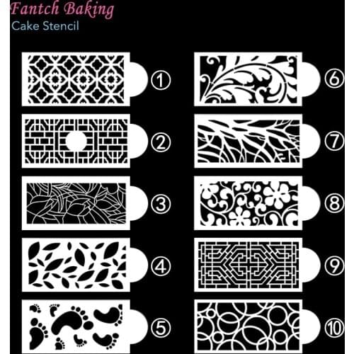 10Pcs/Set DIY Retro Totem Cake Template Lace Mold Plastic Stencil Pad Strew Duster Spray Flower Decoration Baking Tool Moulds