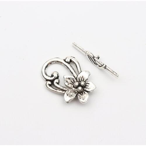 10pcs Antique Silver Flower Leaf OT Clasps Connector End Beads For Jewelry Making Bracelet Necklace DIY Accessories Wholesale